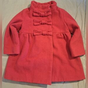 GAP Girls Red Pea Coat with Bow Details